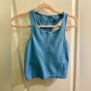 Blue Ribbed Women's Tank Top